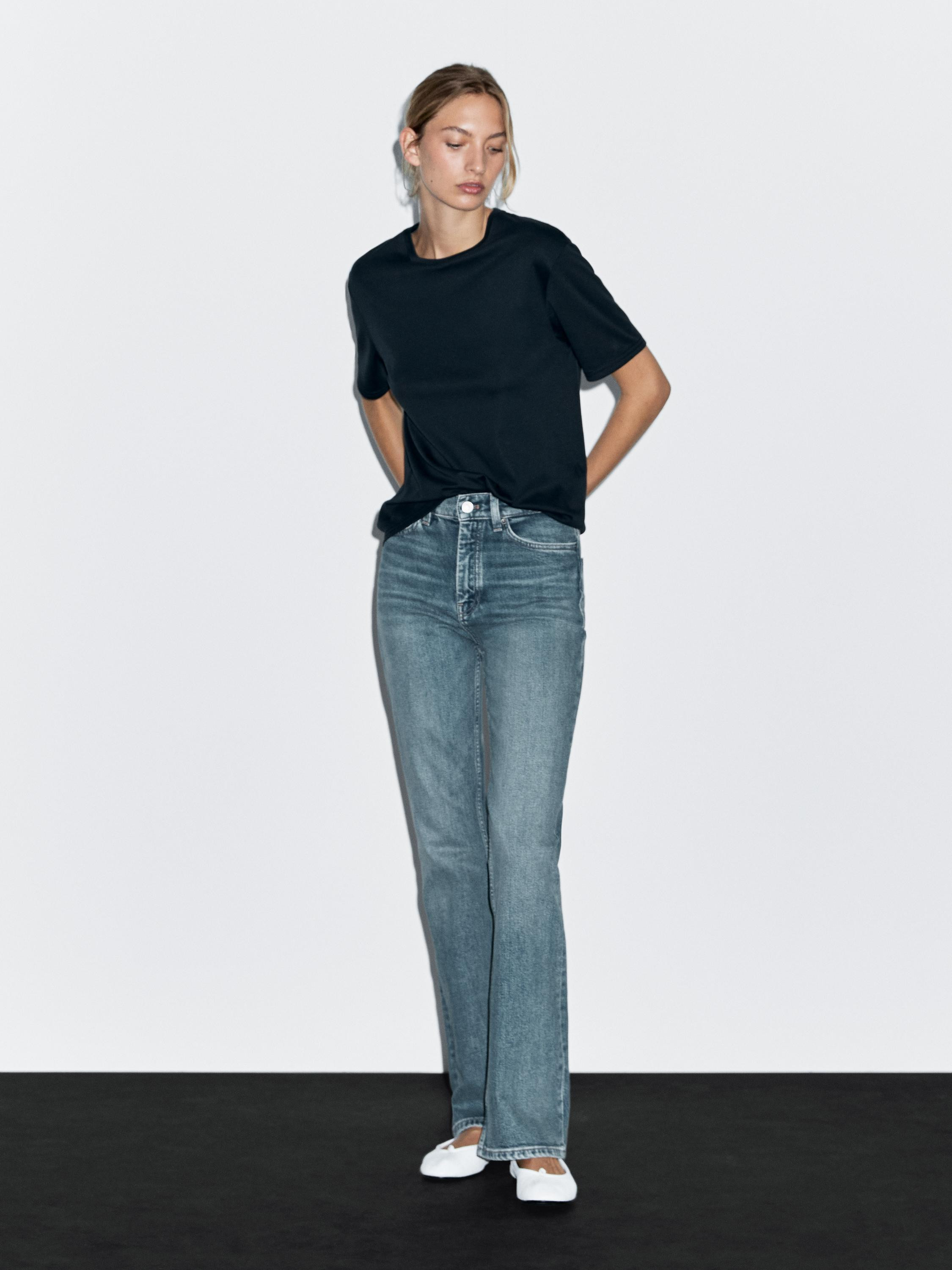 High-waist boot-cut jeans | Massimo Dutti US