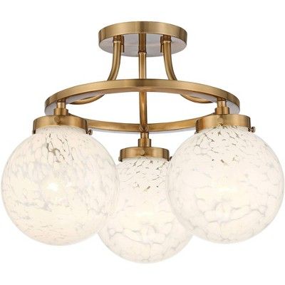 Possini Euro Design Candida 16 1/2" Wide Warm Aged Brass and Glass 3-Light Ceiling Light | Target