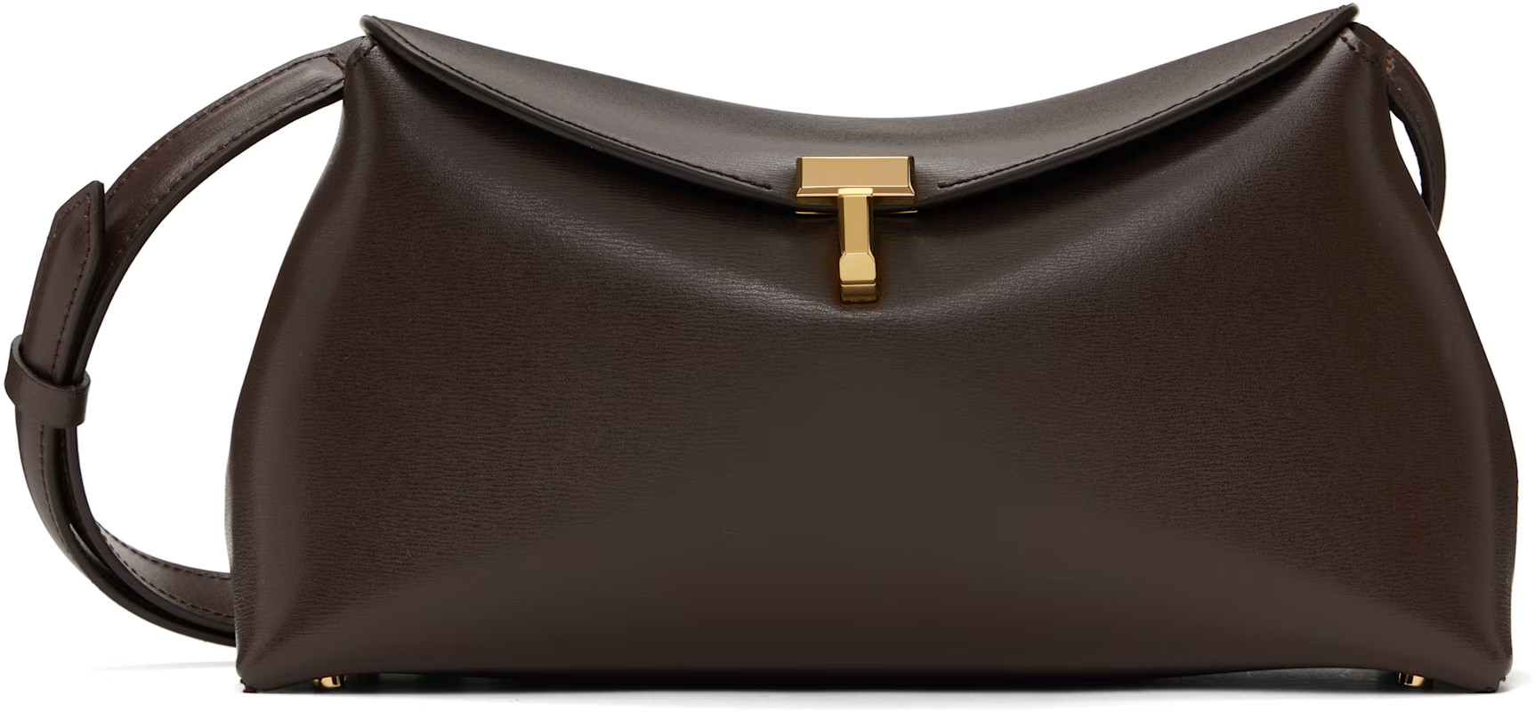 Brown T-Lock Leather Clutch | SSENSE