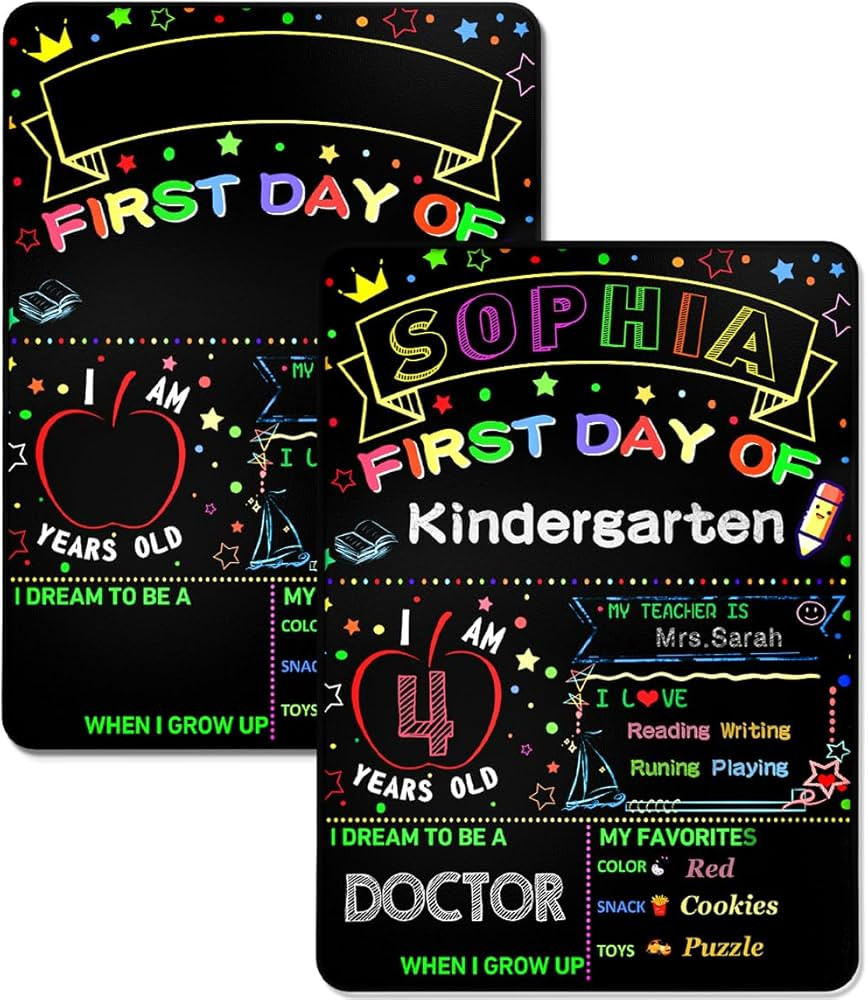 2 Packs First And Last Day of School Board, 12" X 10" Double-Sided Last Day of School, Reusable F... | Amazon (US)