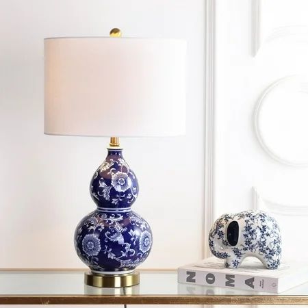 Lee 27" Ceramic Chinoiserie LED Table Lamp, Blue/White | Walmart (US)