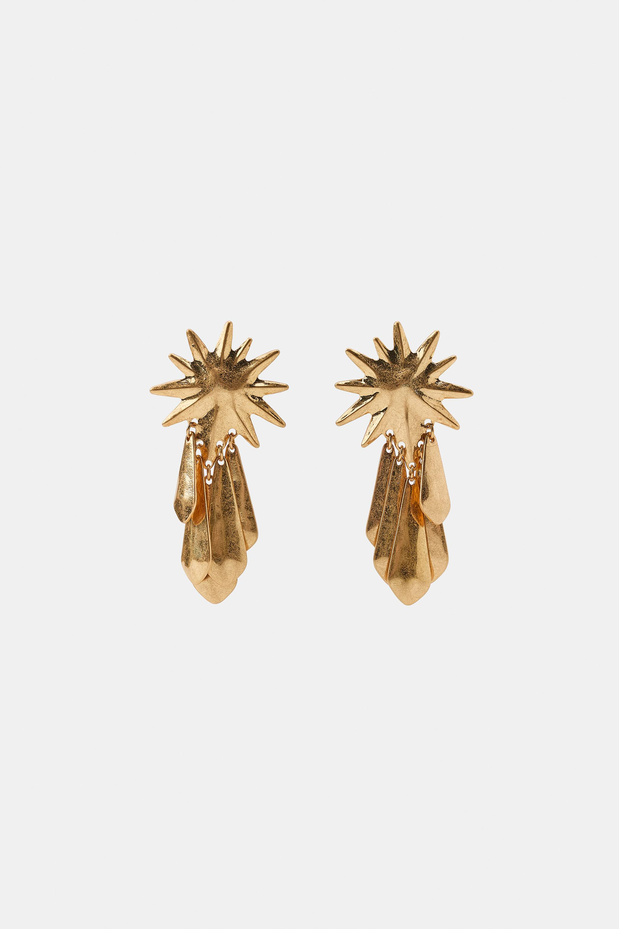 FRINGED SUN METAL EARRINGS | Zara US