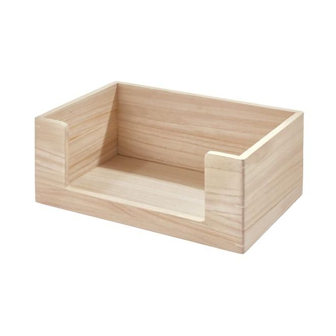 THE HOME EDIT Wooden Large Open Front Bin Sand | The Container Store