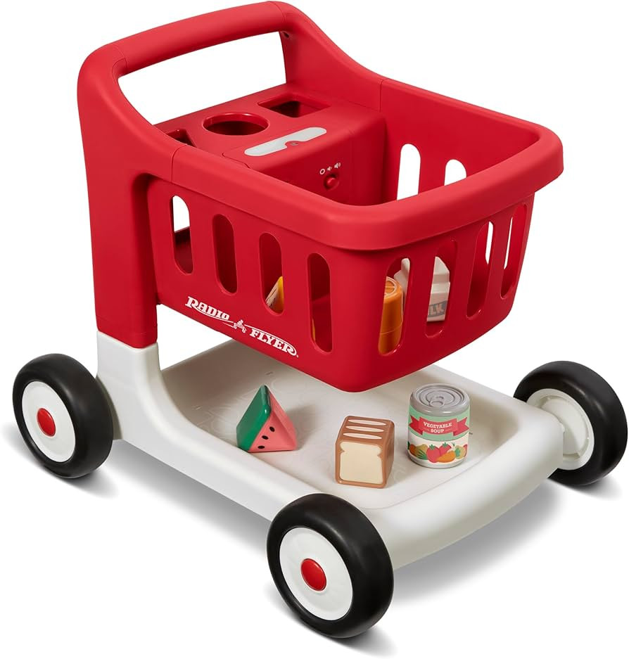Radio Flyer Scan & Sort Shopping Cart with Lights & Sounds, Baby Walker with Wheels, Red Shopping... | Amazon (US)