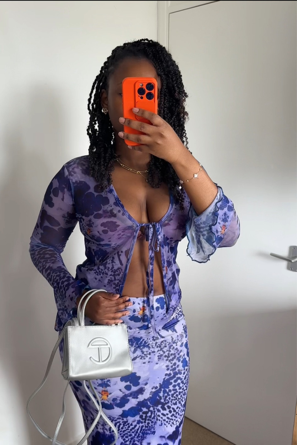 Purple Festival Outfit Two Piece | Maxi Print Skirt and Long Sleeve Print Tie Knot Mesh Top | Summer Outfit Ideas

#LTKfit #LTKSeasonal #LTKstyletip
