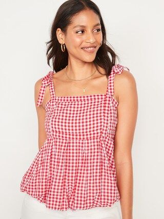 Sleeveless Tie-Shoulder Gingham Babydoll Top for Women | Old Navy (US)