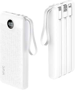 Portable Charger for iPhone with Built in Cords, 10000mAh USB C Phone Power Bank, VRURC Ultra Sli... | Amazon (CA)