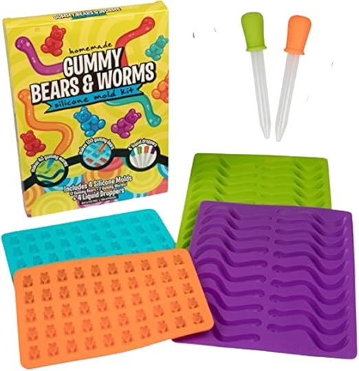 Gummy Bear and Worm Gummy Candy Molds, 4 Pack Set - XL Nonstick Trays with 2 Droppers for Chocola... | Amazon (US)