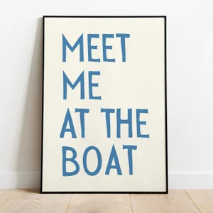 Meet Me at the Boat Poster, Summer Beach Coastal Art Typography Poster Beach House Decor, Lake Vi... | Etsy (US)
