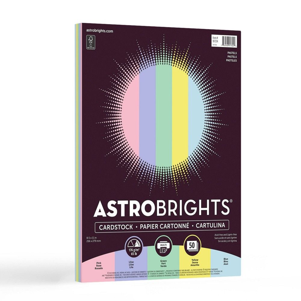 Astrobrights Neenah 8.5" x 11" Pastel Cardstock 65lb 50 Sheets | Target