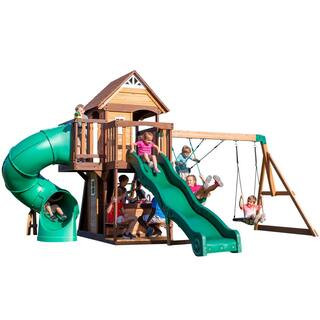 Backyard Discovery Cedar Cove All Cedar Wooden Playset 2001053COM - The Home Depot | The Home Depot