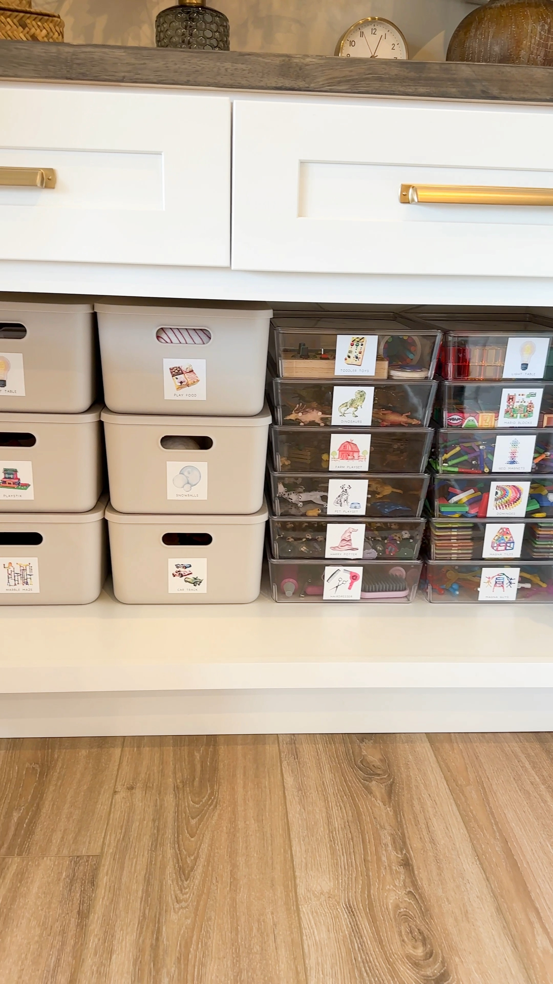 Some of my favorite toy organization solutions to date. The labels can be printed from your home computer on sticker paper! Perfect playroom organization bins to help you stay organized. These also work great for toy rotations. 

#playroom #toystorage #playroomorganization 

#LTKHome #LTKVideo #LTKKids