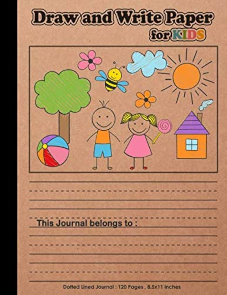 Draw and Write Paper for Kids: Blank Dotted Lined Notebooks : Make a story writing , Handwriting ... | Amazon (US)