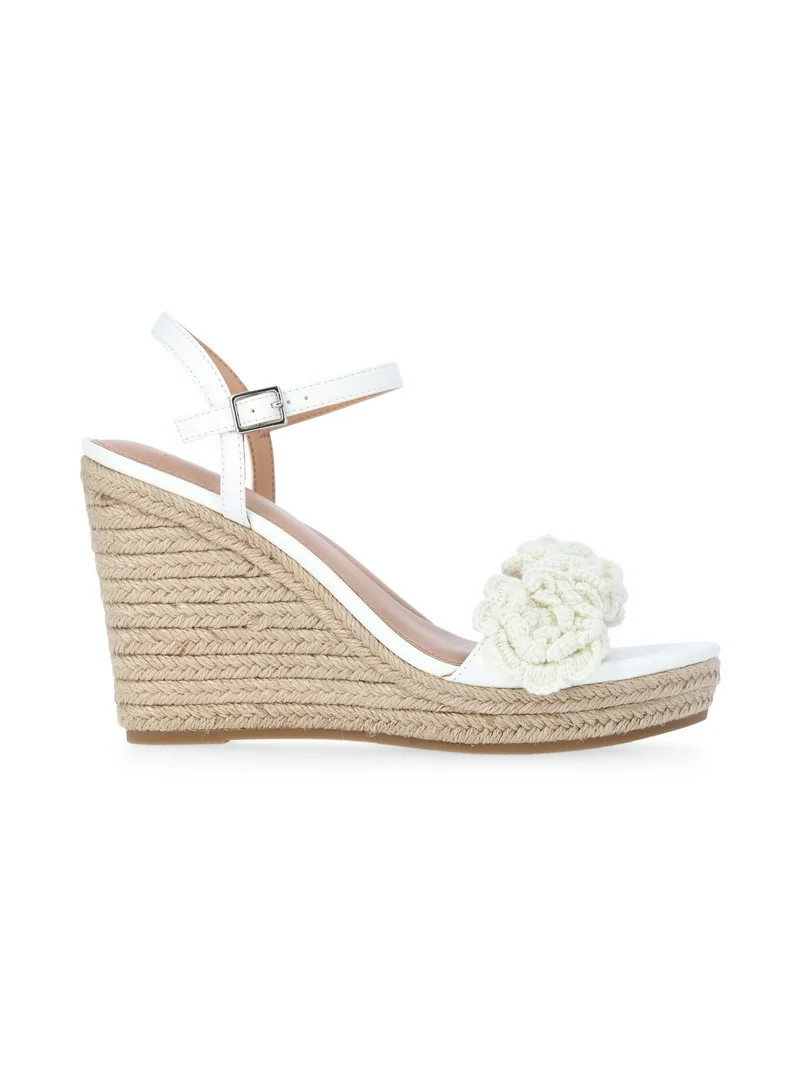 Time and Tru Women's Macrame Flower Espadrille Wedge Sandals | Walmart (US)