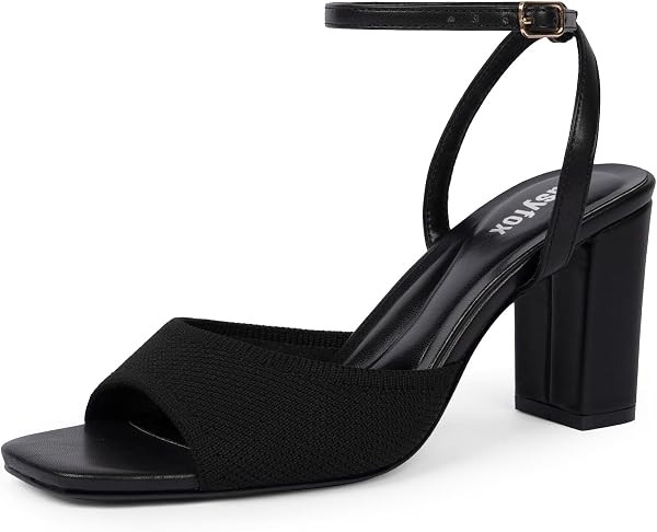 Easyfox Open Toe Chunky Heels for Women Ankle Strap High Heeled Sandals | Amazon (US)
