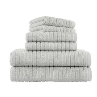 StyleWell Quick Dry Cotton Shadow Gray Ribbed 6-Piece Bath Towel Set SET_SHGR_RQDTWL - The Home D... | The Home Depot