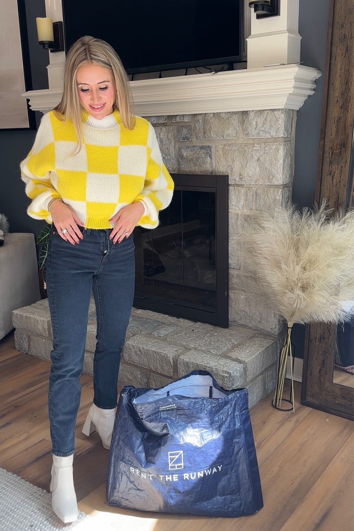 My favorite jeans of all time! So flattering - high waist dark gray black denim with button fly. Super cute sweater perfect for super cold days (itchy so wear long sleeve shirt under) wearing 25 in jeans and small in fall sweater

#LTKstyletip #LTKHoliday #LTKfindsunder100