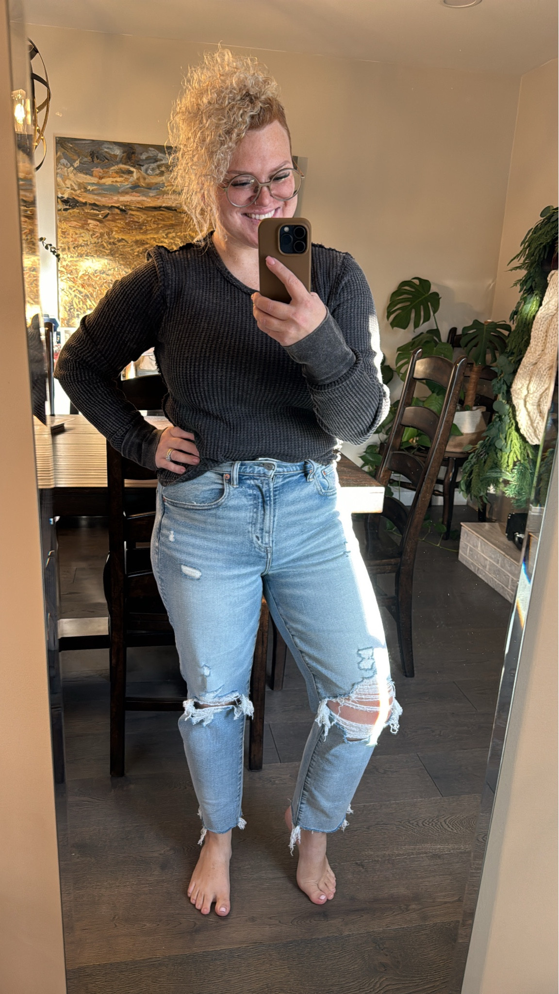 I’ve been REALLY into thermals during this colder season and theses from Free People are gorgeous! Has a lot of unfinished edge detailing. The waffle kit is so cute. Not too long and perfect for front or side tuck or just to wear untucked over jeans. 

I’m wearing a large. This is the black, but looks quite washed 

#LTKmidsize #LTKfindsunder100 #LTKstyletip