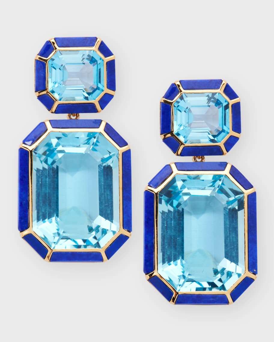 Goshwara 18K Yellow Gold Blue Topaz Earrings | Neiman Marcus