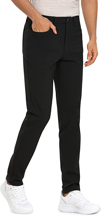 CRZ YOGA Men's Stretch Golf Pants - 33"/35'' Slim Fit Work Pants Stretch Waterproof 5-Pocket Thic... | Amazon (US)