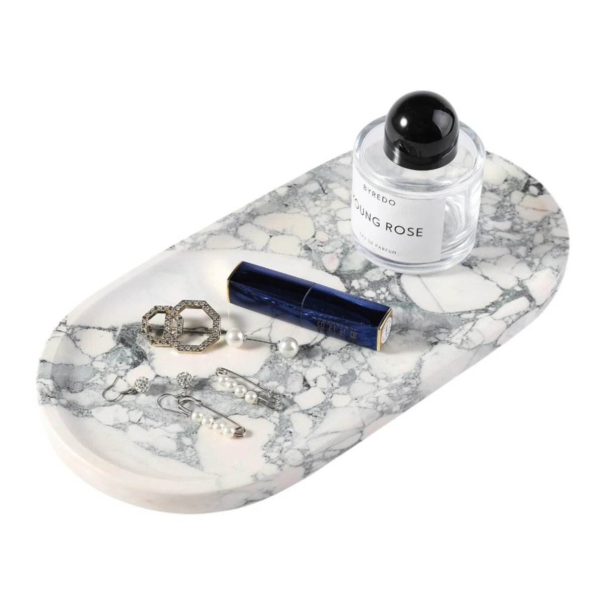 Guein Oval Natural Marble Tray | Wayfair North America