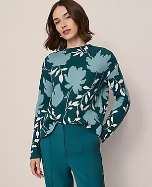 Floral Jacquard Sweater | Ann Taylor