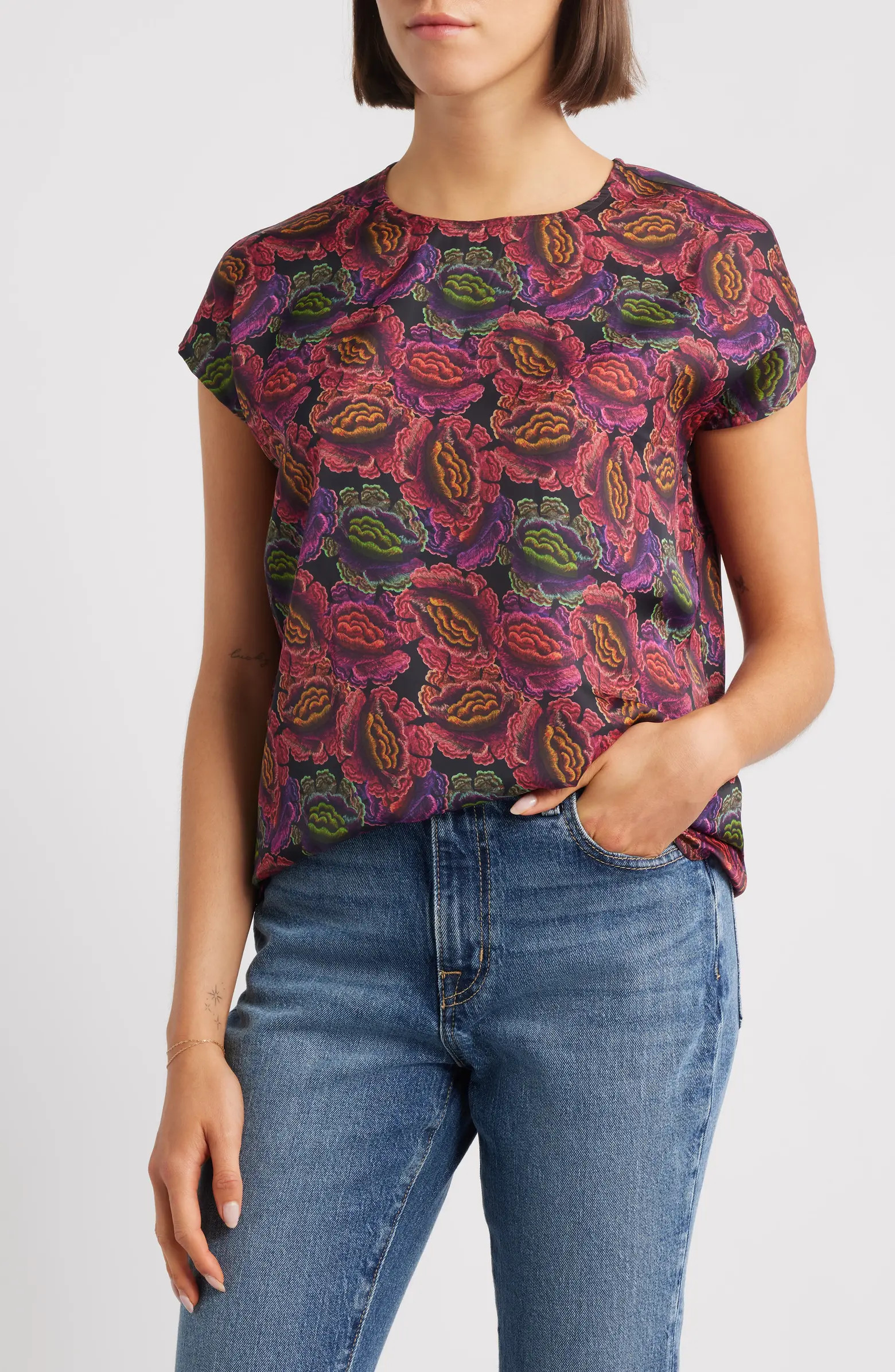 APNY Print Cap Sleeve Shell | Nordstrom | Nordstrom