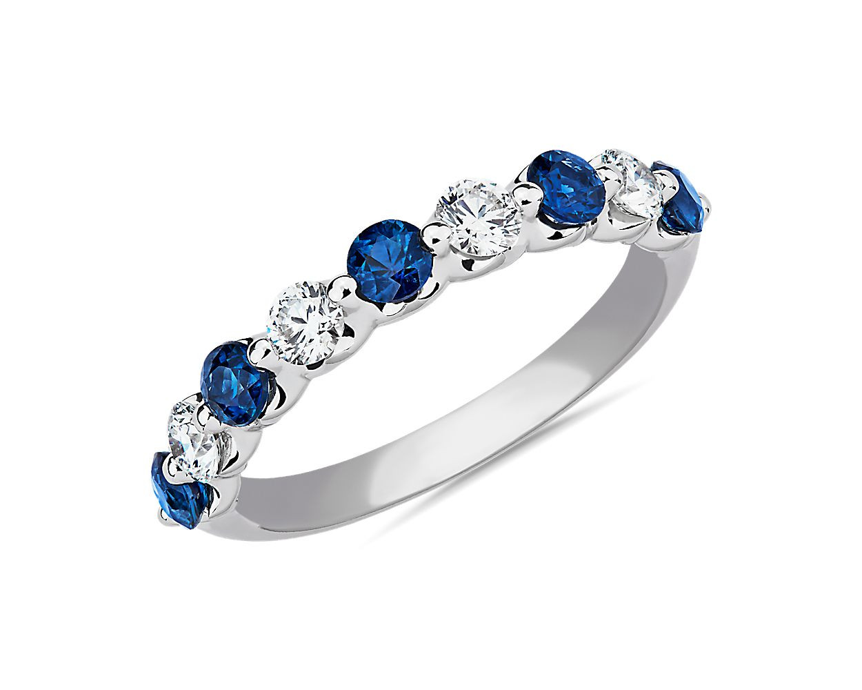 Floating Sapphire and Diamond Anniversary Ring in Platinum (3mm) | Blue Nile