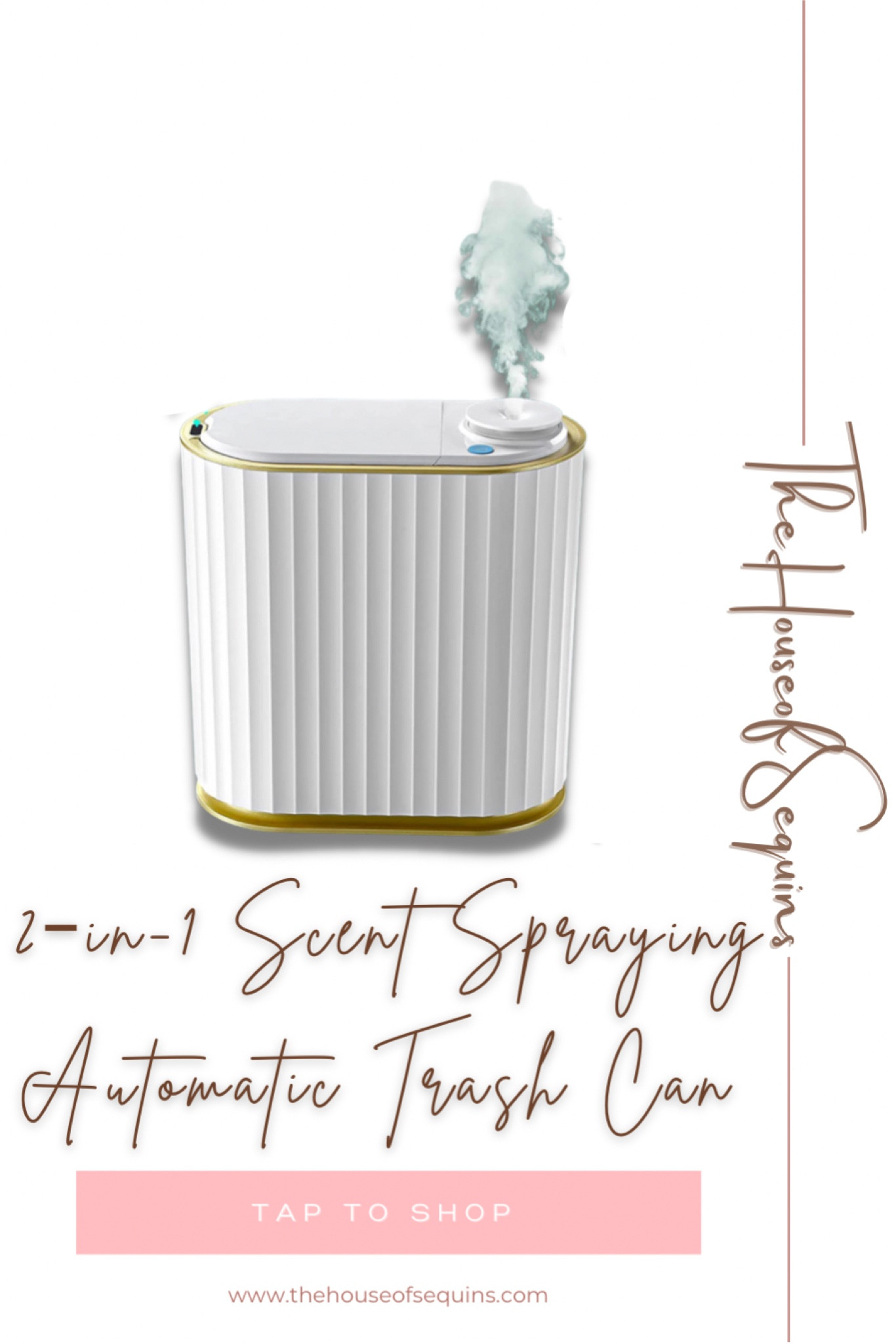 2-in-1 scent-spraying automatic trash can.  Amazon finds, Walmart finds. #thehouseofsequins #houseofsequins #tiktok #reels #lifehacks #bathroom #scents