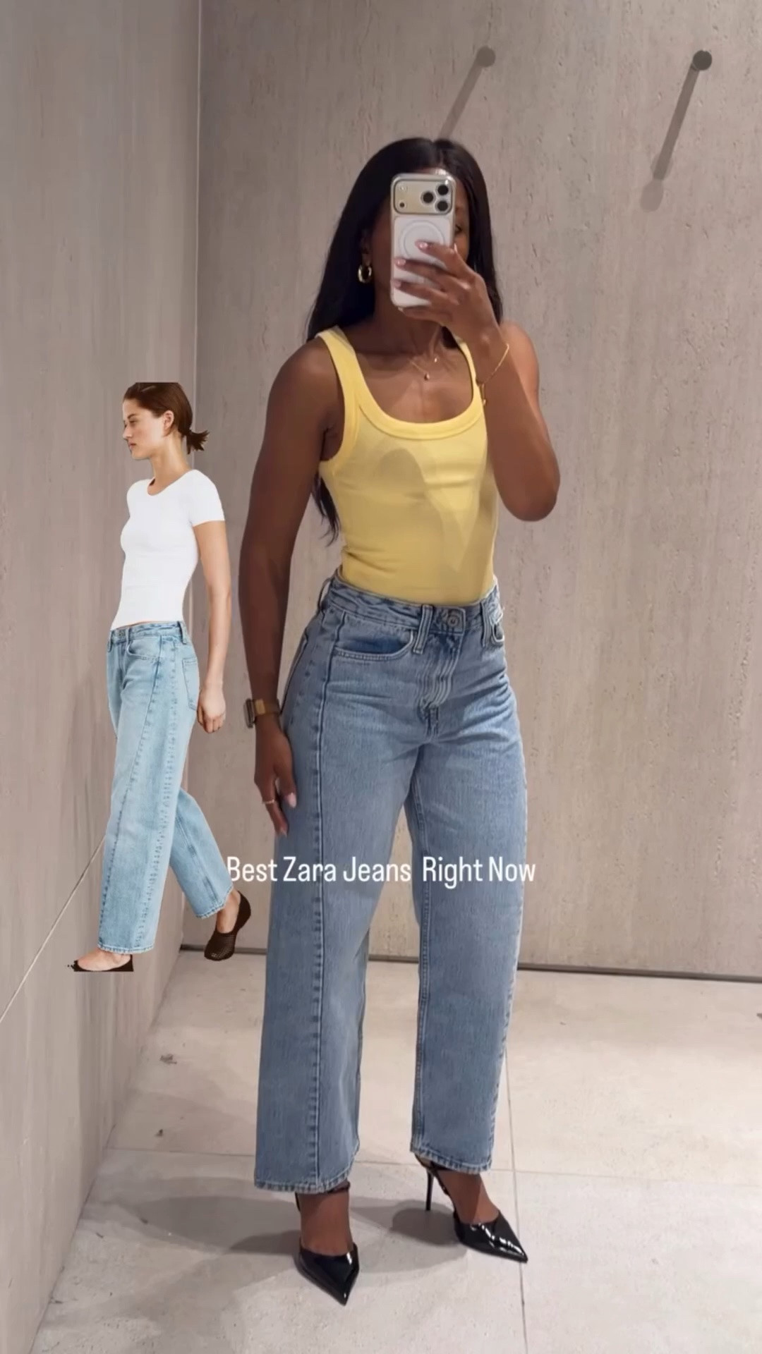 The Zara jeans petite girls keep asking about 👀✨ ankle relaxed jeans. Such a good relaxed straight leg jeans that looks easy and polished.
Styled here with a tank tops  and heels for a simple elevated look.
Wearing size EUR EUR34
(160cm Tall)
#zara
Zara jeans, relaxed jeans, ankle jeans, straight leg jeans, neutral style, elevated casual outfit, capsule wardrobe staples

#LTKpetite #LTKjeans #LTKstyletip