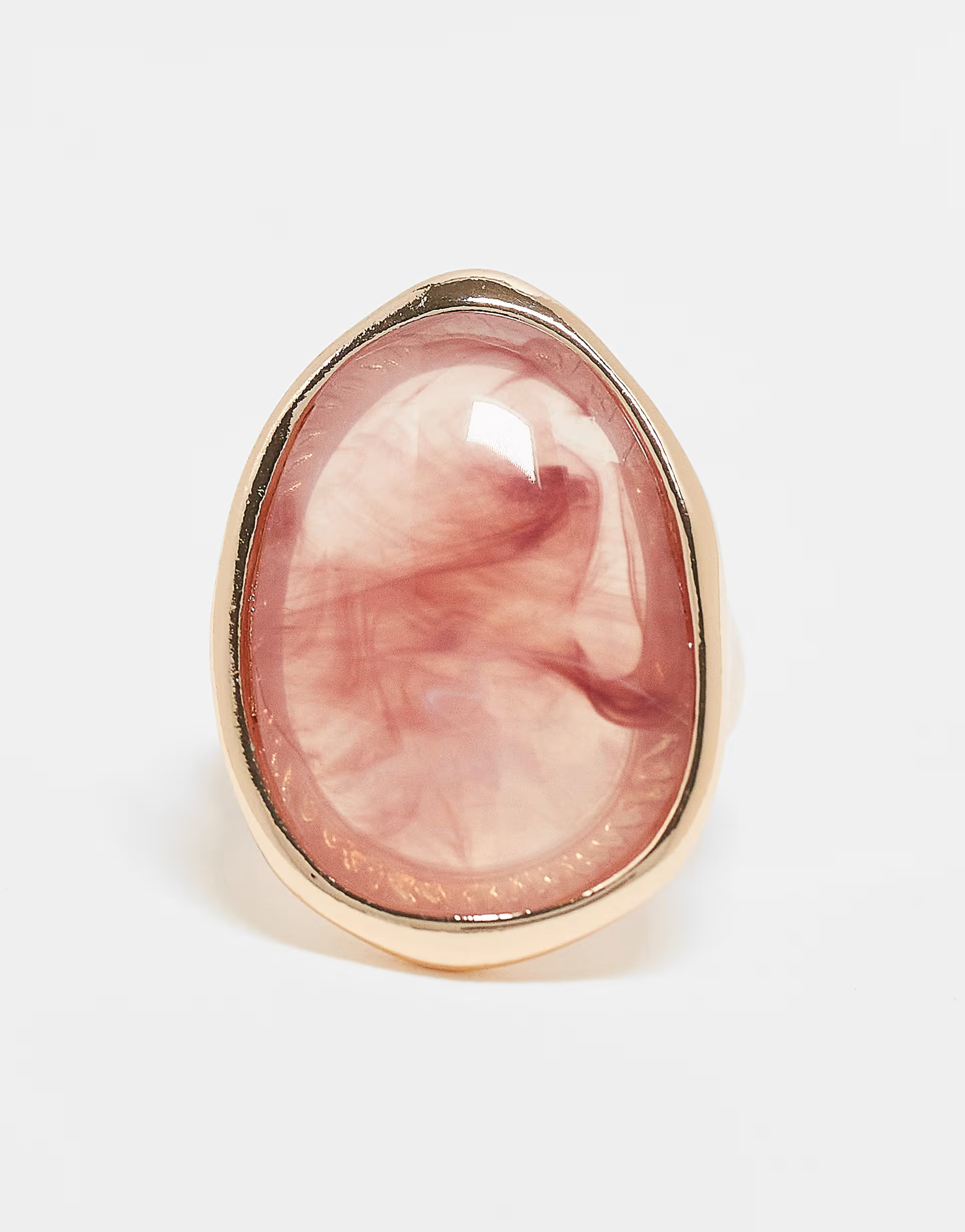 ASOS DESIGN Curve ring with pink semi precious style stone in gold tone | ASOS (Global)