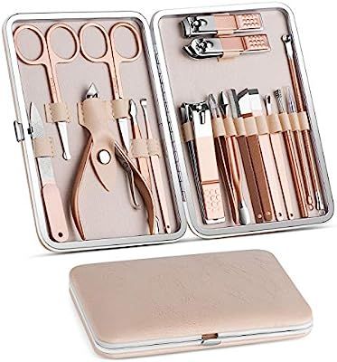 Manicure Set, Pedicure Kit, Nail Clippers, Professional Grooming Kit, Nail Tools 18 In 1 with Lux... | Amazon (US)