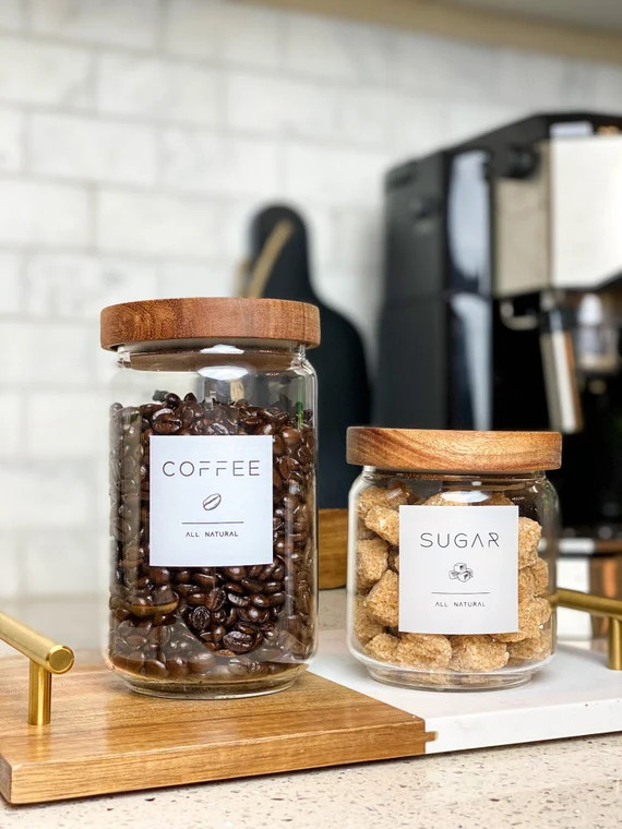 Glass Coffee Canister With Wood Lid | Etsy | Etsy (US)