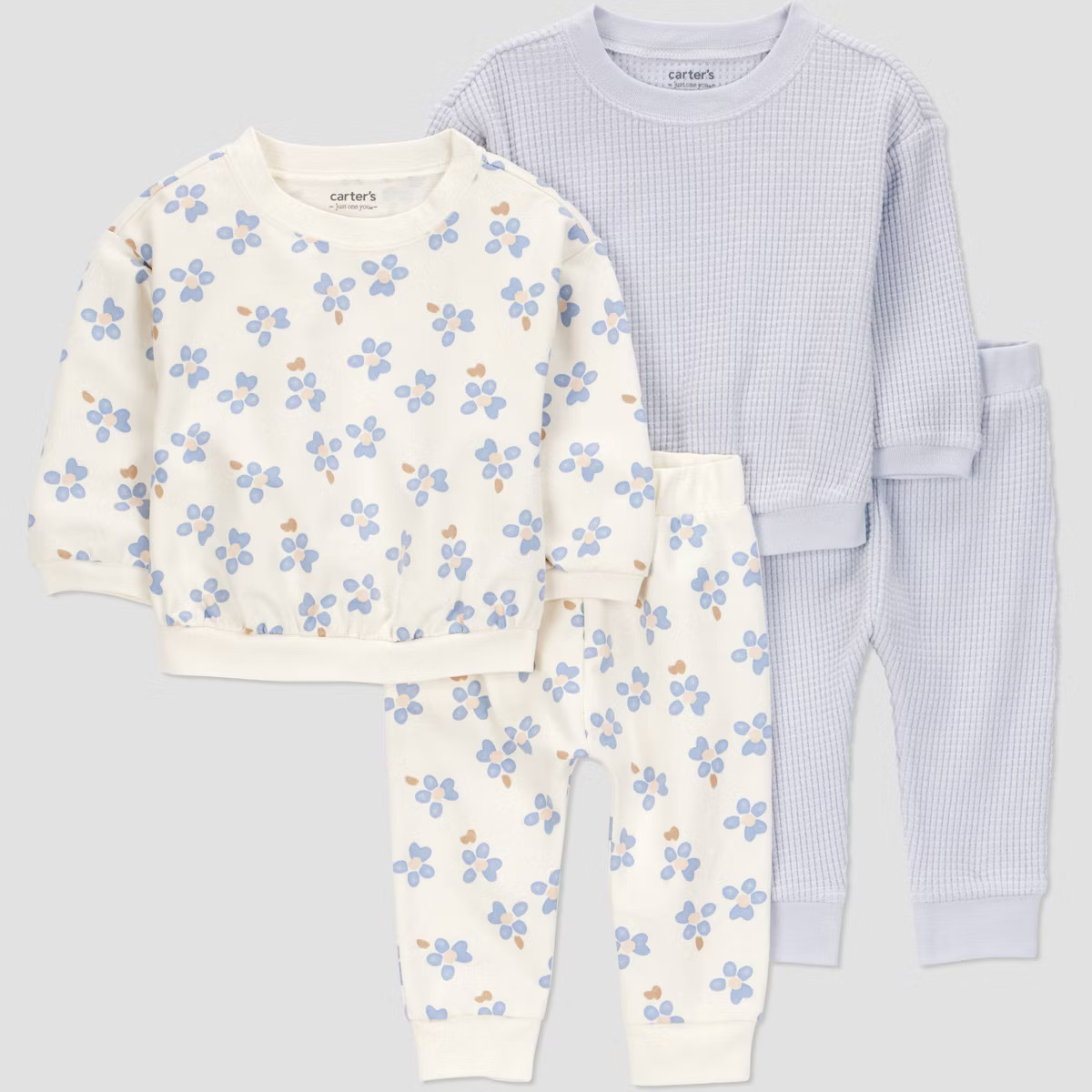 Carter's Just One You® Baby Girls' 4pc Floral Top & Jogger Pants Set - Blue 6M | Target