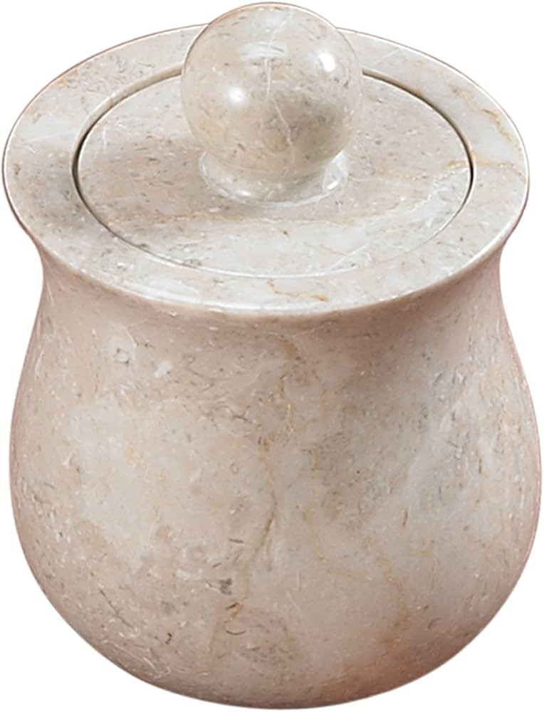 Creative Home Natural Champagne Marble Vase Collection Cotton Ball, Swab Holder, Bathroom Storage... | Amazon (US)