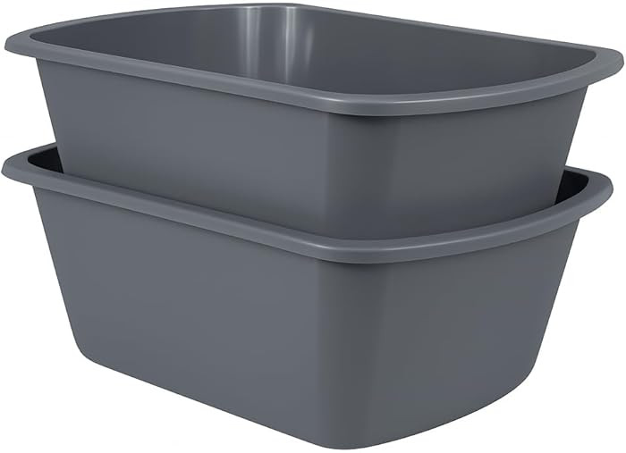 Vakly Wash Basin 7-Quart [2 Pack] – Rectangular Plastic Tub with Graduated Markings, Small Port... | Amazon (US)