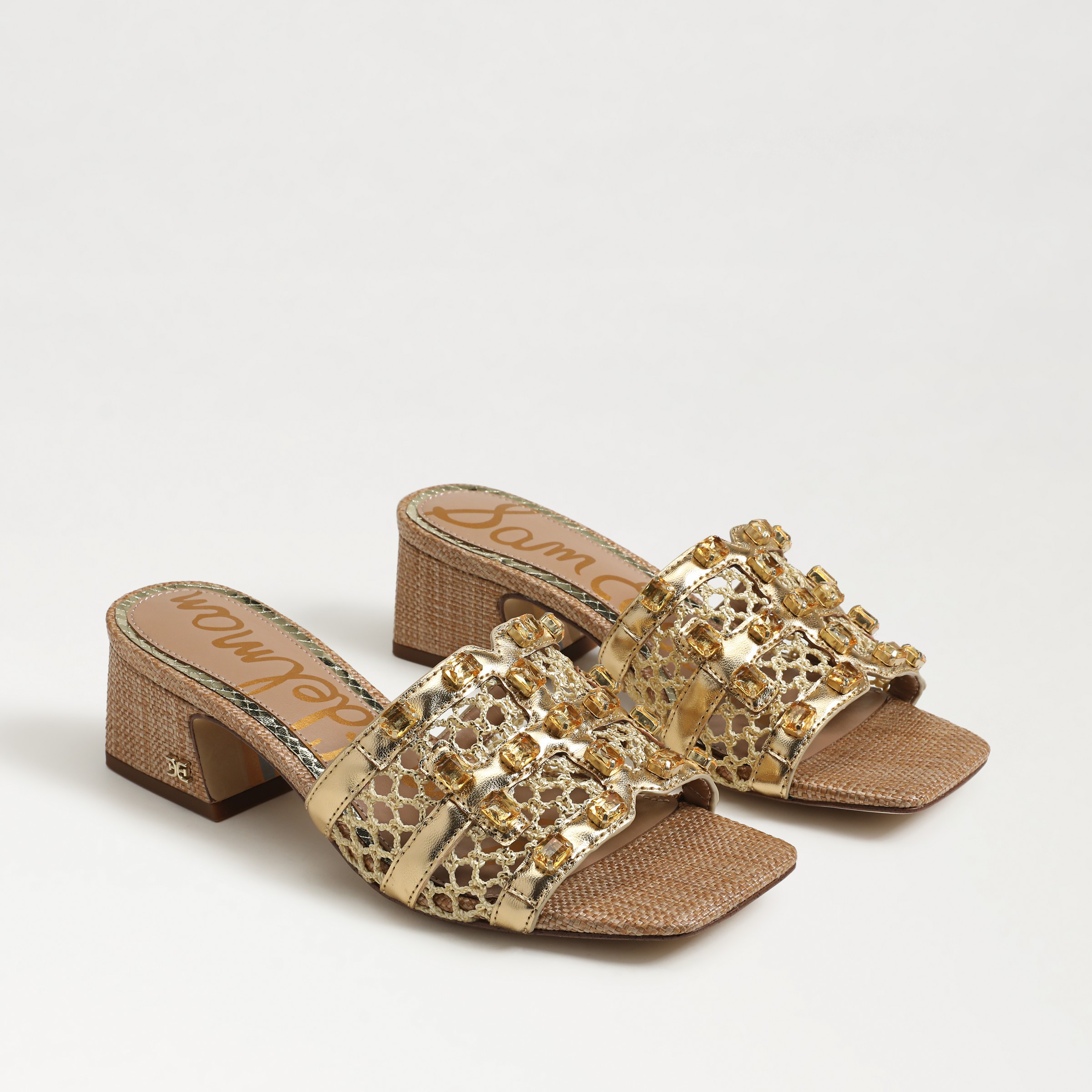 Sam Edelman Webster Slide Sandal Amber Gold Weave 6.5 | Sam Edelman CA