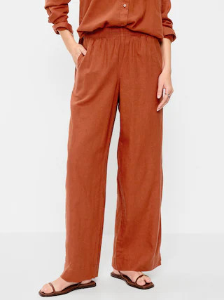 High-Waisted Linen-Blend Wide-Leg Pants | Old Navy (US)