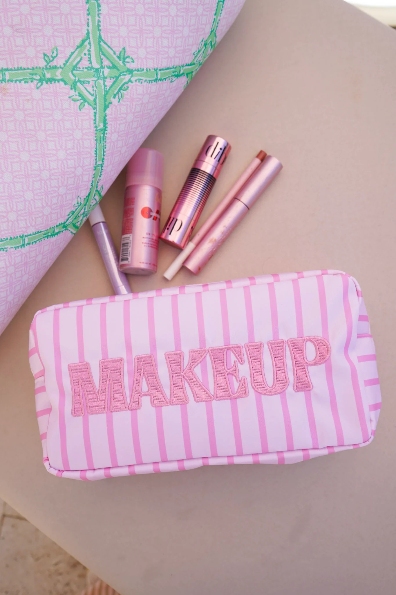 Striped Travel- Ready Cosmetic Bags | KenzKustomz