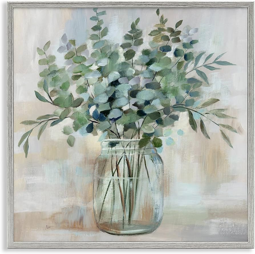 Stupell Industries Soothing Eucalyptus Flower Herb Arrangement Rustic Jar Framed Wall Art, Design... | Amazon (US)