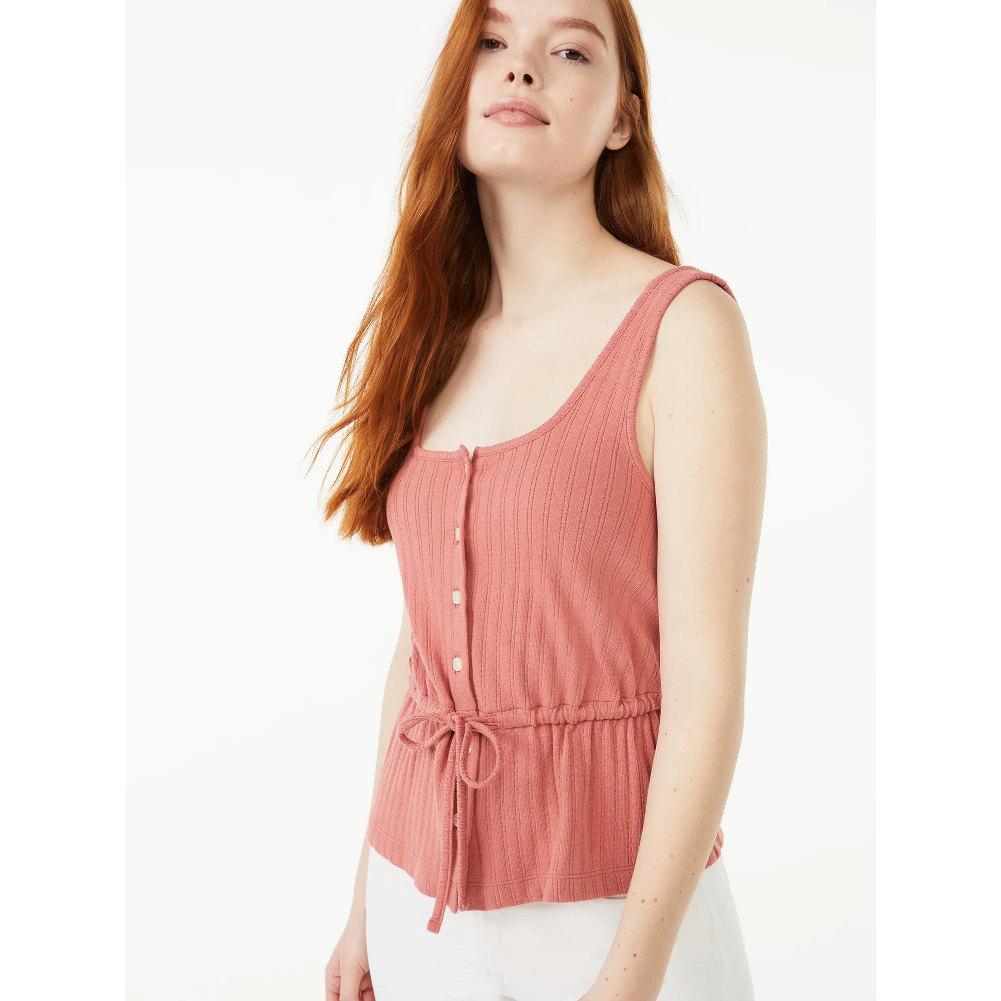 Free Assembly - Free Assembly Women's Button Front Peplum Tank Top - Walmart.com | Walmart (US)