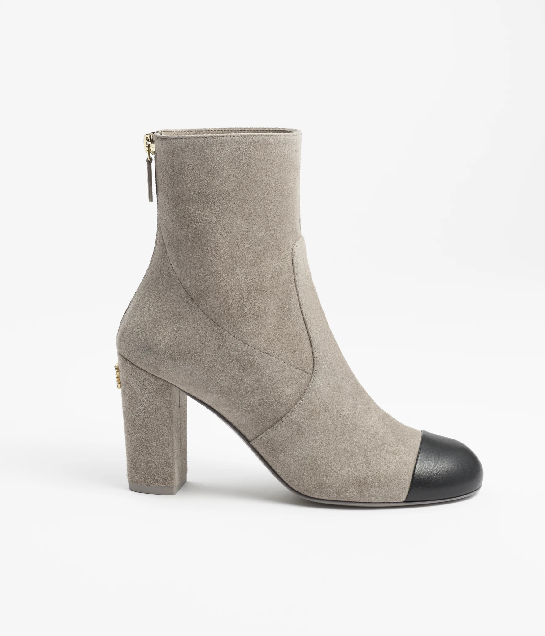 Short boots - Suede calfskin & lambskin, gray & black — Fashion | CHANEL | Chanel, Inc. (US)
