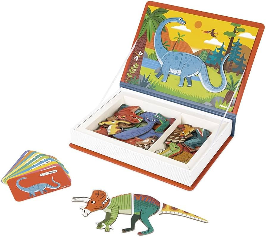 Janod - Magnetibook 51 pc Magnetic Dinosaur Mix and Match Game - Ages 3+ - Playing Dress-Up with ... | Amazon (US)