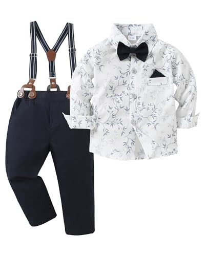 nilikastta Toddler Boy Outfit Boy Suit Boy Dress Shirt with Bowtie/Suspender Pants Gentleman Wedd... | Amazon (US)