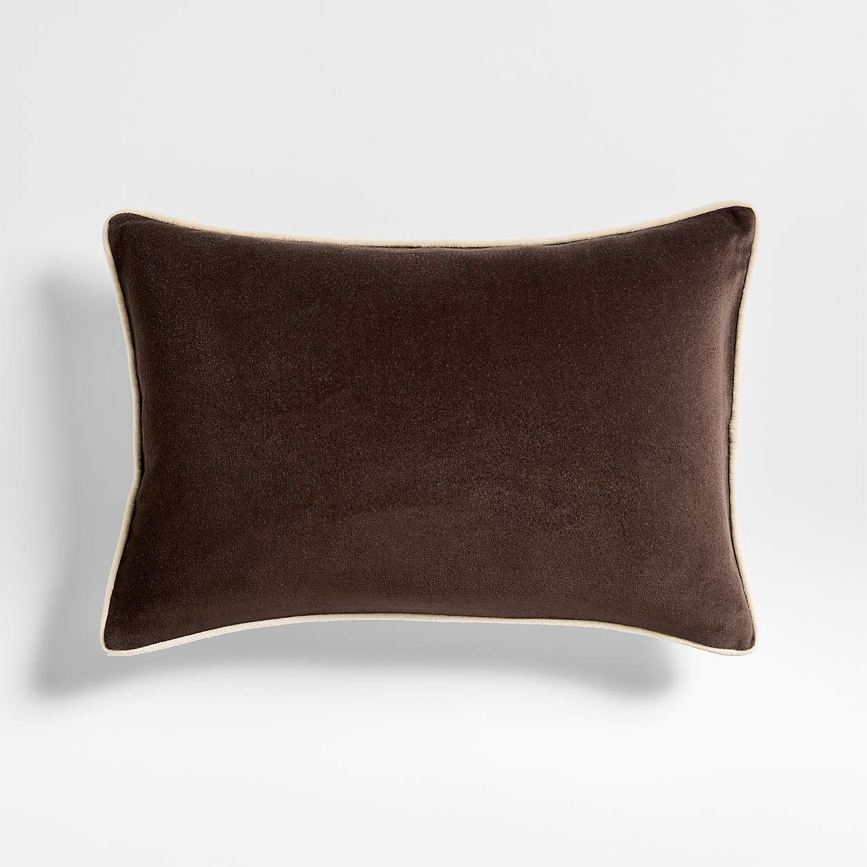 Solid Organic Cotton Velvet 22"x15" Deep Brown Throw Pillow with Down-Alternative Insert by Jerem... | Crate & Barrel