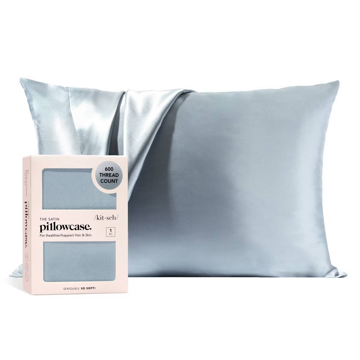 Kitsch Queen Size Satin Standard Pillowcase Thread Count "600"" - Blue | Target