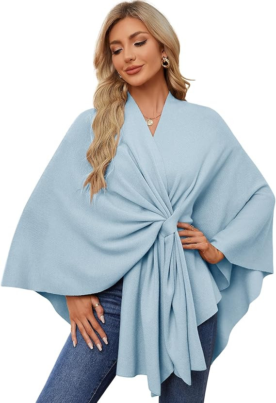 PULI Women's Elegant Shawl Wraps Soft Open Front Poncho Sweater for Spring Fall Winter | Amazon (US)