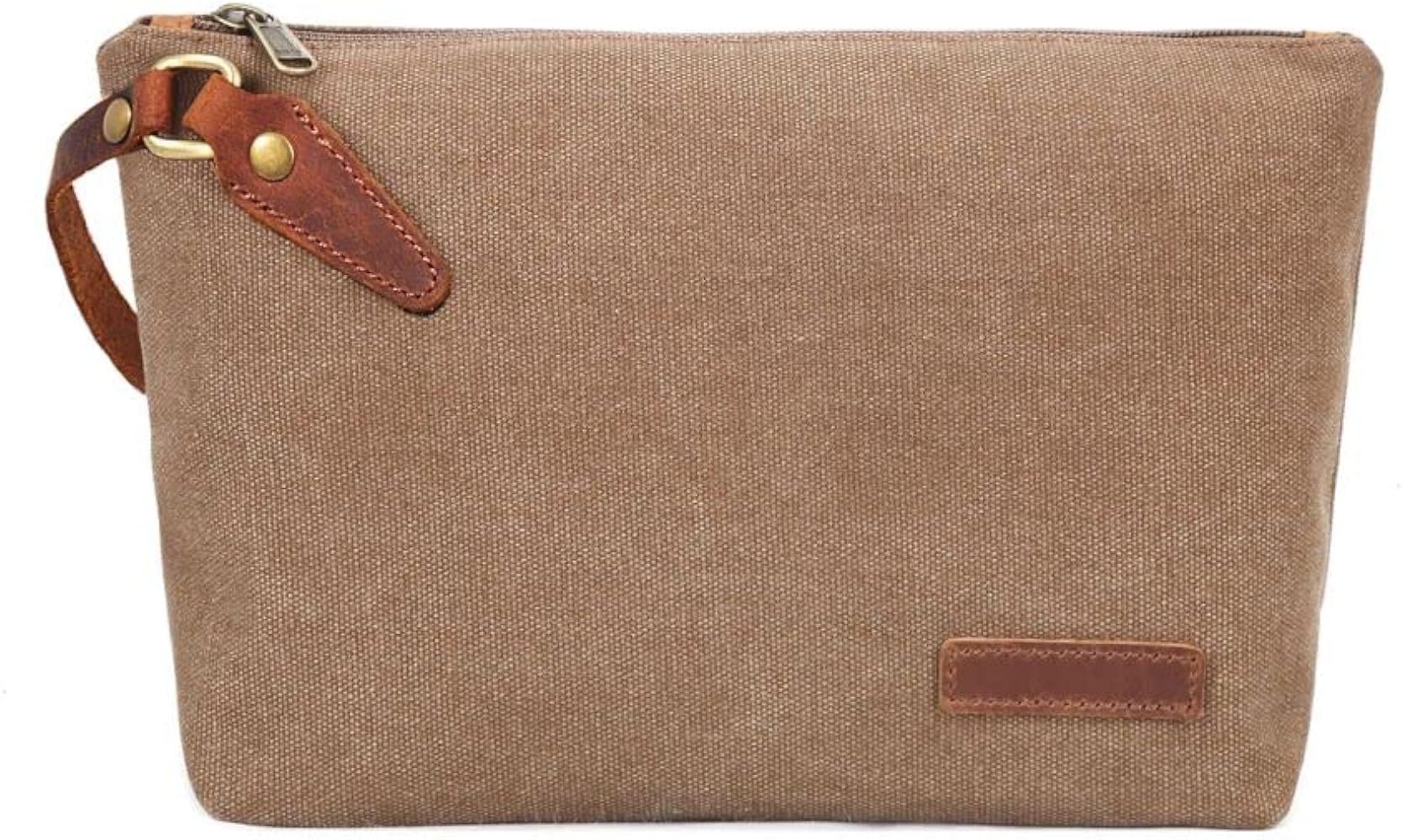 Zeamoco Leather Canvas Wristlet Bag | Amazon (US)