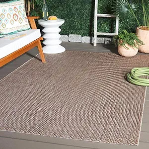 SAFAVIEH Washable Rug Outdoor Courtyard Collection - 5'3" x 7'7", Natural & Black, Non-Shedding &... | Amazon (US)