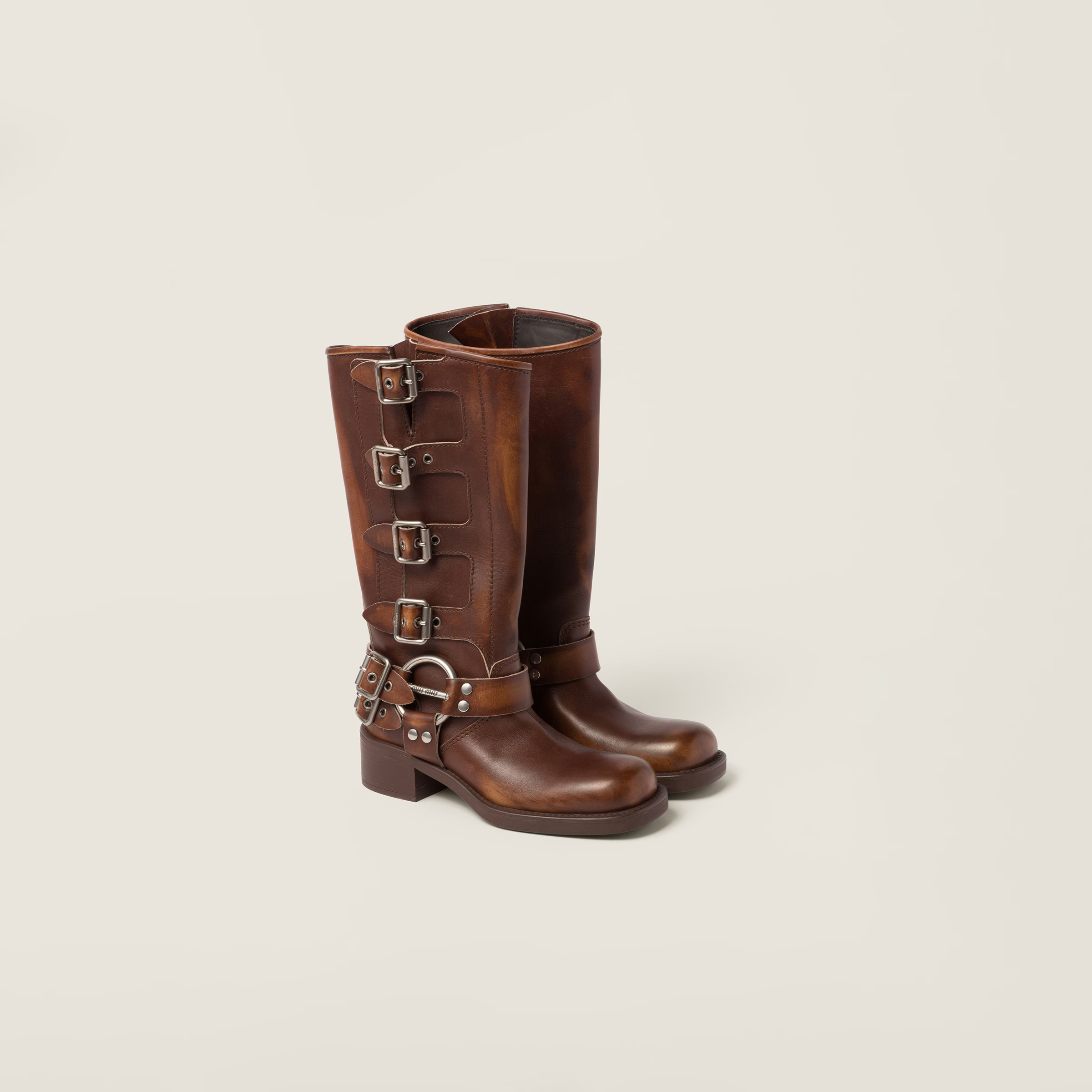 Sienna Leather Boots | Miu Miu | Miu Miu US
